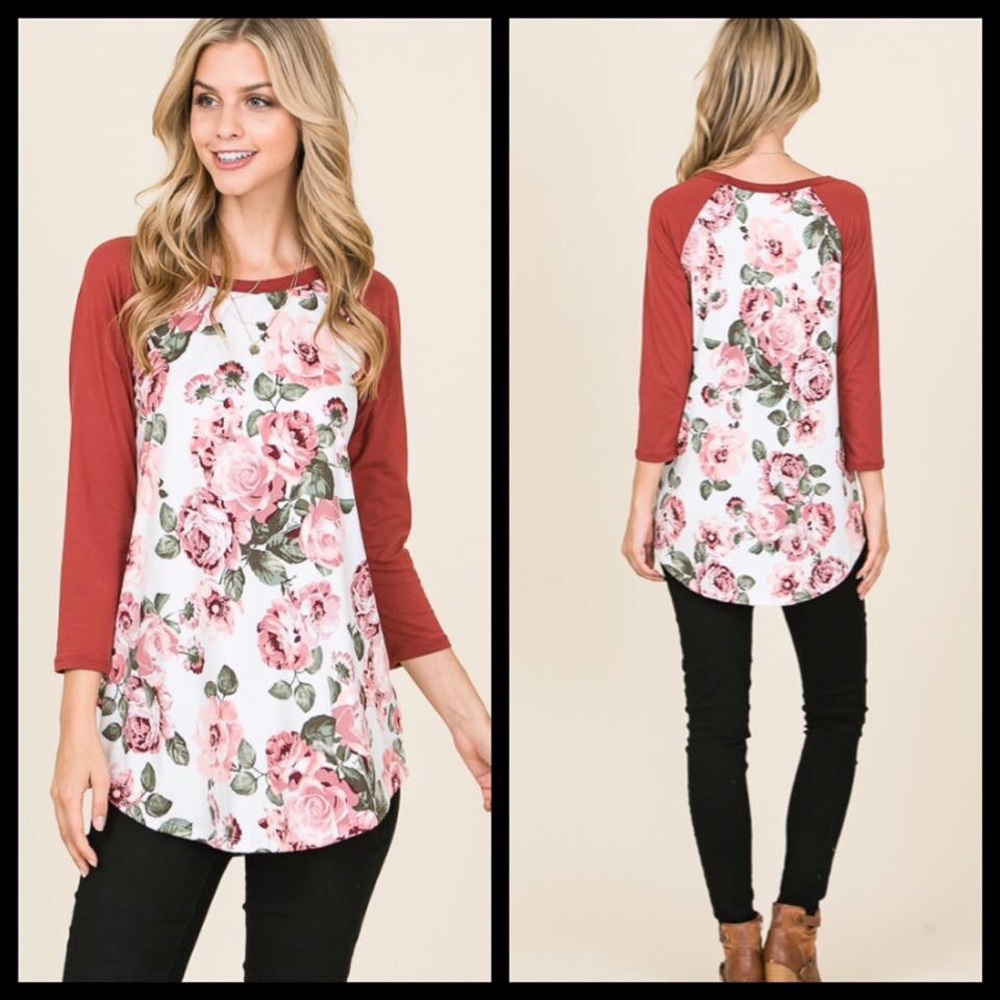 Buttery soft ivory and floral top- new never worn